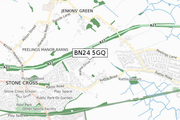 BN24 5GQ map - small scale - OS Open Zoomstack (Ordnance Survey)