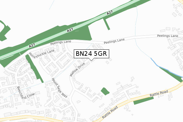 BN24 5GR map - large scale - OS Open Zoomstack (Ordnance Survey)