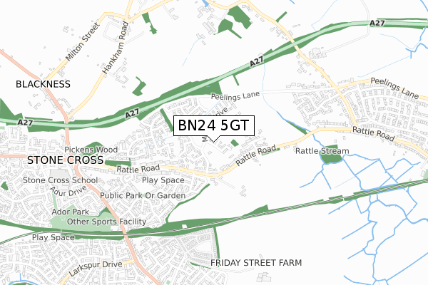 BN24 5GT map - small scale - OS Open Zoomstack (Ordnance Survey) BN24 5GT map - small scale - OS Open Zoomstack (Ordnance Survey)