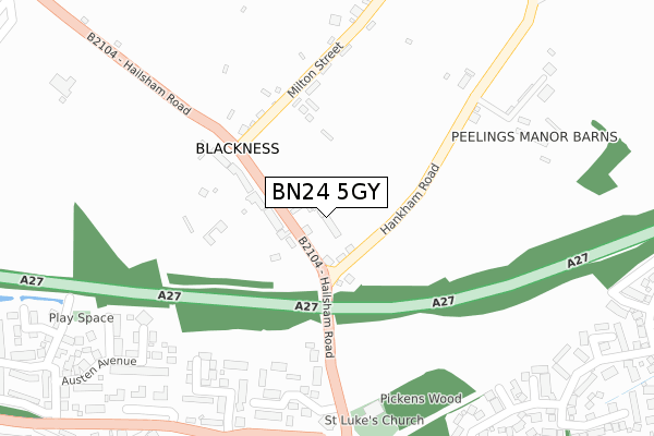 BN24 5GY map - large scale - OS Open Zoomstack (Ordnance Survey) BN24 5GY map - large scale - OS Open Zoomstack (Ordnance Survey)