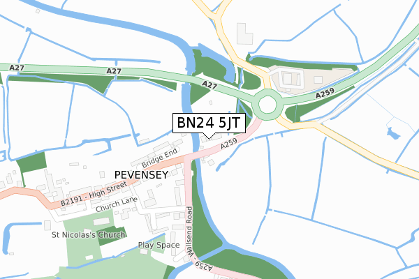 BN24 5JT map - large scale - OS Open Zoomstack (Ordnance Survey)