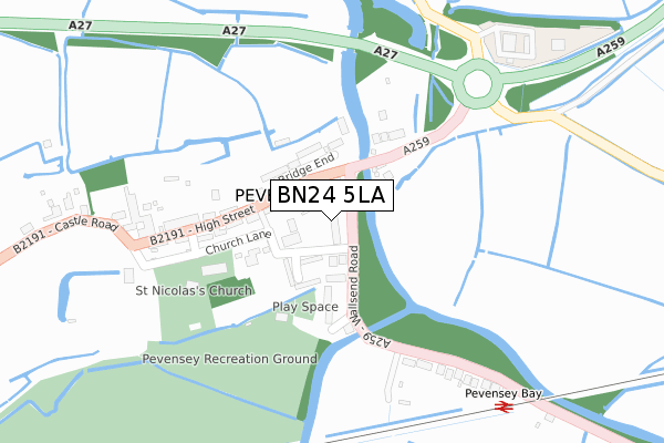 BN24 5LA map - large scale - OS Open Zoomstack (Ordnance Survey)