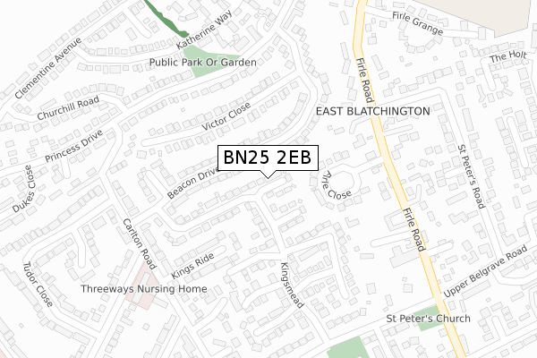 BN25 2EB map - large scale - OS Open Zoomstack (Ordnance Survey)