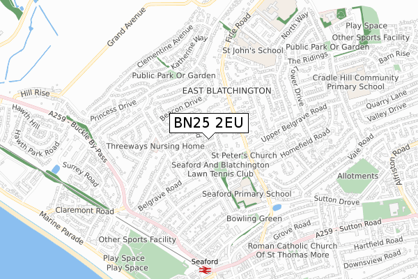 BN25 2EU map - small scale - OS Open Zoomstack (Ordnance Survey)