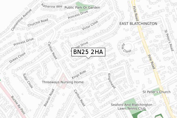 BN25 2HA map - large scale - OS Open Zoomstack (Ordnance Survey)