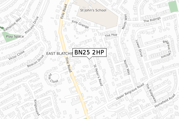 BN25 2HP map - large scale - OS Open Zoomstack (Ordnance Survey)