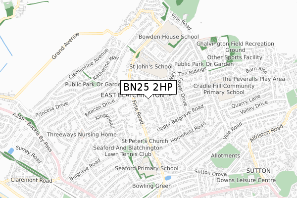 BN25 2HP map - small scale - OS Open Zoomstack (Ordnance Survey)