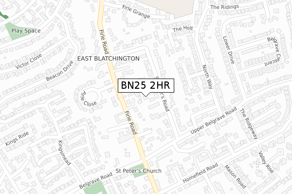 BN25 2HR map - large scale - OS Open Zoomstack (Ordnance Survey)