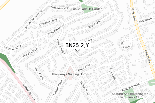BN25 2JY map - large scale - OS Open Zoomstack (Ordnance Survey)