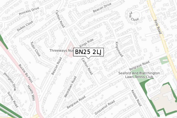 BN25 2LJ map - large scale - OS Open Zoomstack (Ordnance Survey)