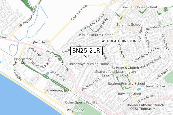 BN25 2LR map - small scale - OS Open Zoomstack (Ordnance Survey)