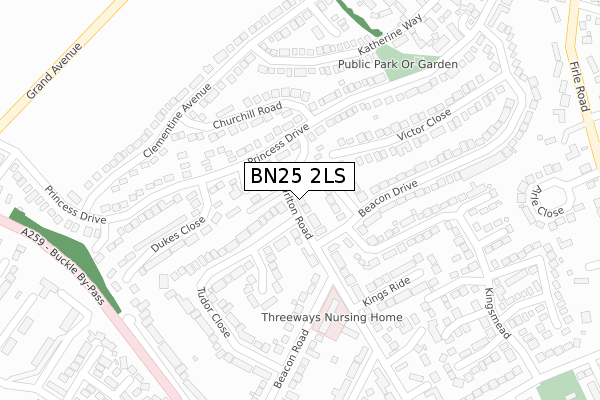 BN25 2LS map - large scale - OS Open Zoomstack (Ordnance Survey)