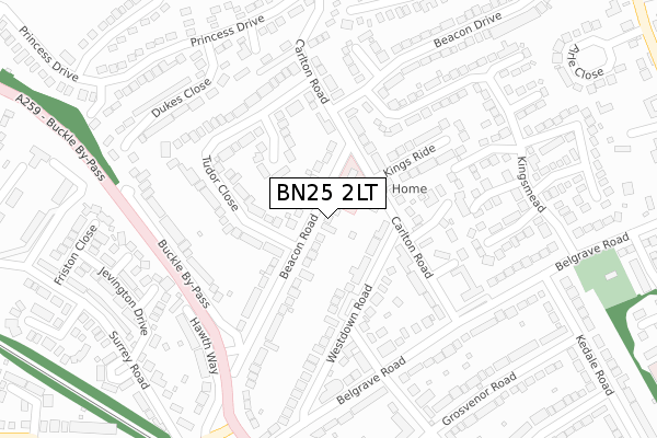 BN25 2LT map - large scale - OS Open Zoomstack (Ordnance Survey)