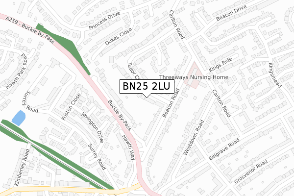 BN25 2LU map - large scale - OS Open Zoomstack (Ordnance Survey)