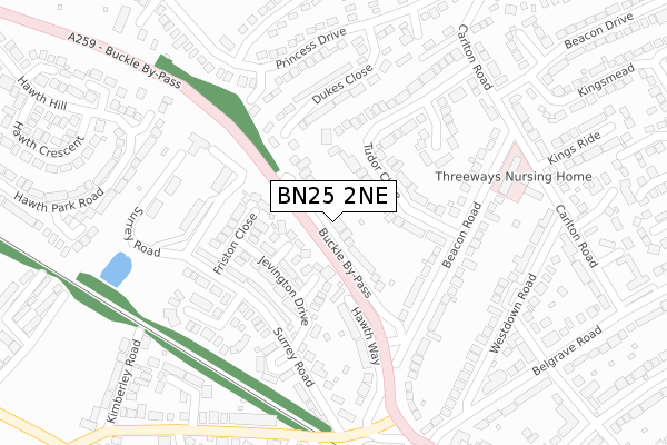 BN25 2NE map - large scale - OS Open Zoomstack (Ordnance Survey)