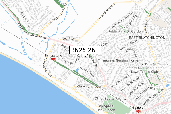 BN25 2NF map - small scale - OS Open Zoomstack (Ordnance Survey)