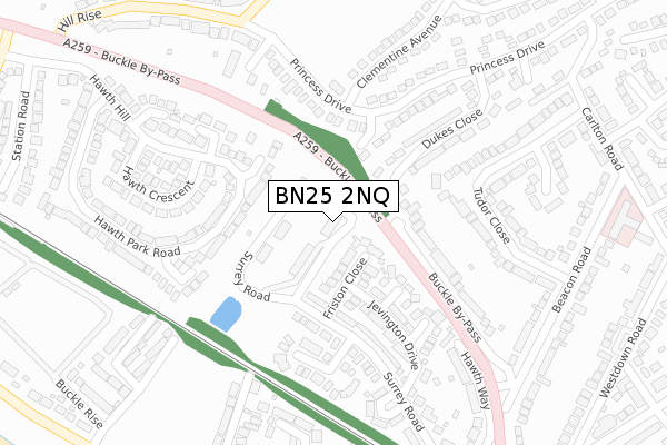 BN25 2NQ map - large scale - OS Open Zoomstack (Ordnance Survey)