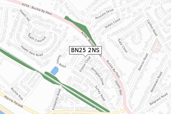 BN25 2NS map - large scale - OS Open Zoomstack (Ordnance Survey)