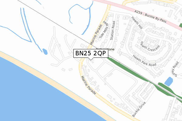 BN25 2QP map - large scale - OS Open Zoomstack (Ordnance Survey)