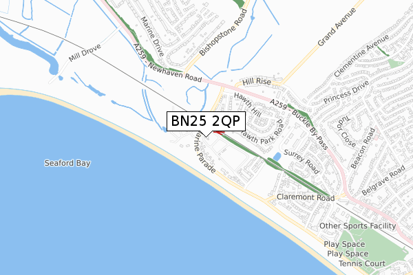 BN25 2QP map - small scale - OS Open Zoomstack (Ordnance Survey)