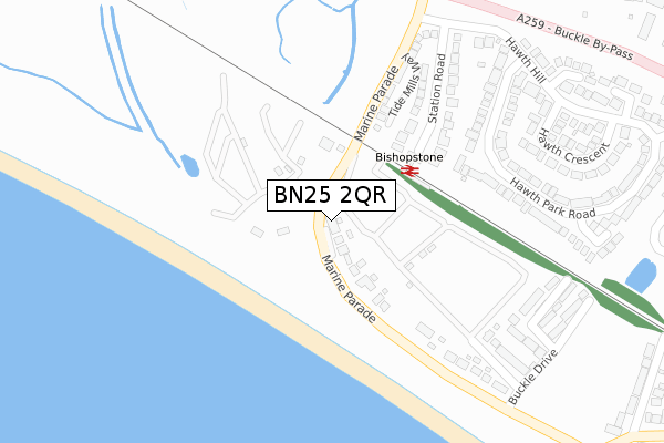 BN25 2QR map - large scale - OS Open Zoomstack (Ordnance Survey)