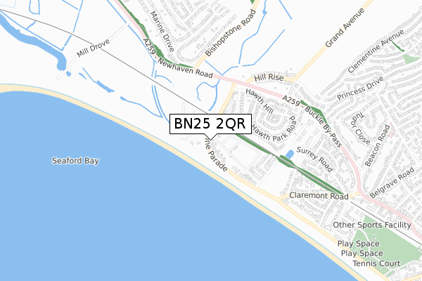 BN25 2QR map - small scale - OS Open Zoomstack (Ordnance Survey)