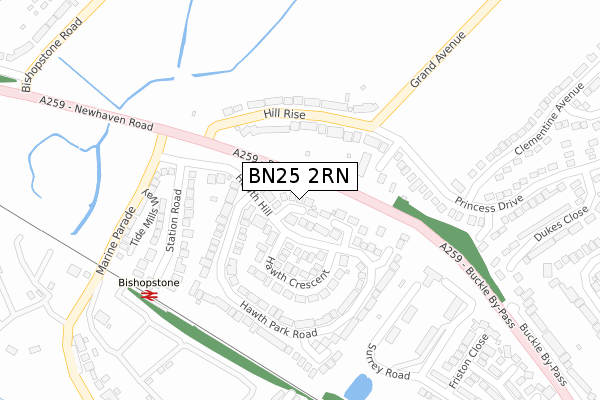 BN25 2RN map - large scale - OS Open Zoomstack (Ordnance Survey)