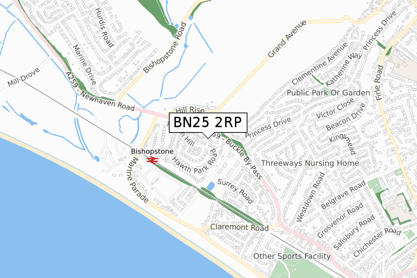 BN25 2RP map - small scale - OS Open Zoomstack (Ordnance Survey)