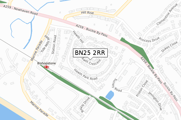 BN25 2RR map - large scale - OS Open Zoomstack (Ordnance Survey)