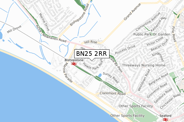 BN25 2RR map - small scale - OS Open Zoomstack (Ordnance Survey)