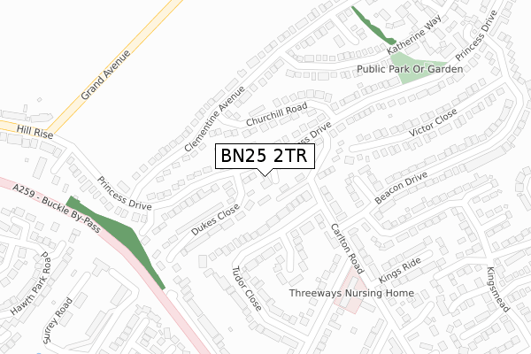 BN25 2TR map - large scale - OS Open Zoomstack (Ordnance Survey)