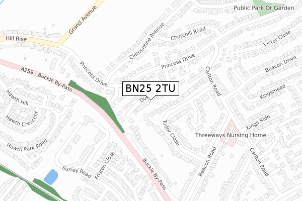 BN25 2TU map - large scale - OS Open Zoomstack (Ordnance Survey)