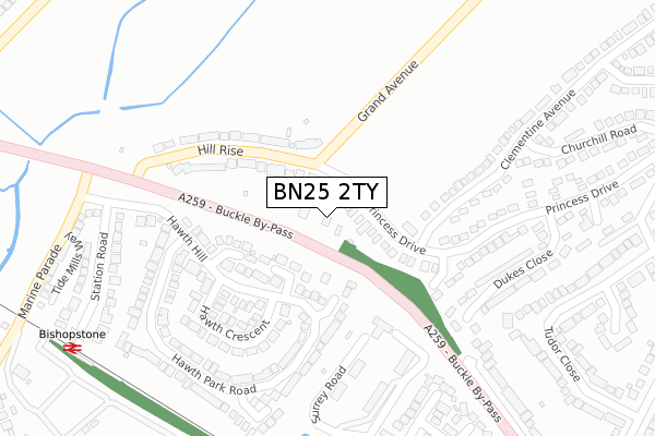 BN25 2TY map - large scale - OS Open Zoomstack (Ordnance Survey)