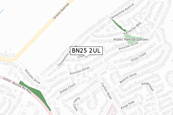 BN25 2UL map - large scale - OS Open Zoomstack (Ordnance Survey)