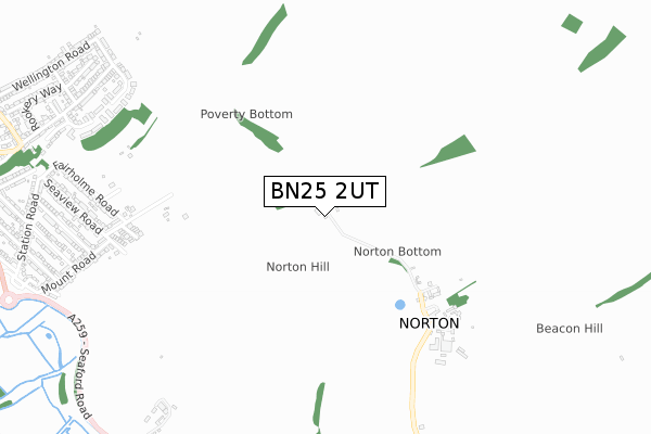 BN25 2UT map - small scale - OS Open Zoomstack (Ordnance Survey)