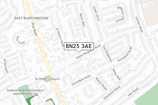 BN25 3AE map - large scale - OS Open Zoomstack (Ordnance Survey)