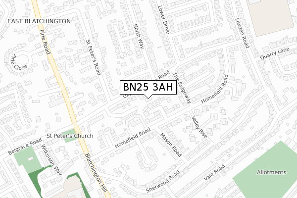 BN25 3AH map - large scale - OS Open Zoomstack (Ordnance Survey)