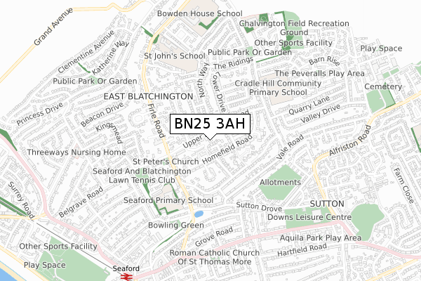 BN25 3AH map - small scale - OS Open Zoomstack (Ordnance Survey)