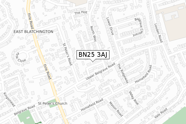 BN25 3AJ map - large scale - OS Open Zoomstack (Ordnance Survey)