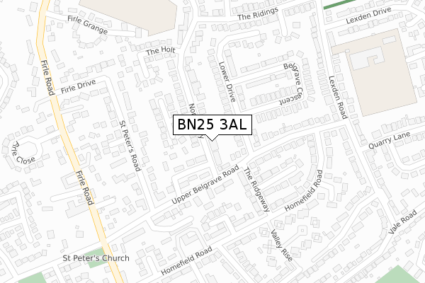 BN25 3AL map - large scale - OS Open Zoomstack (Ordnance Survey)