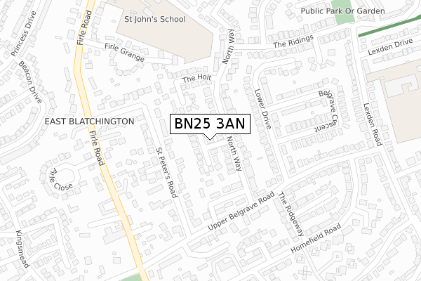 BN25 3AN map - large scale - OS Open Zoomstack (Ordnance Survey)