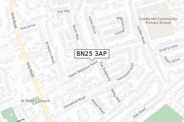BN25 3AP map - large scale - OS Open Zoomstack (Ordnance Survey)