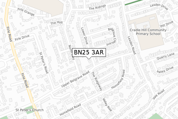 BN25 3AR map - large scale - OS Open Zoomstack (Ordnance Survey)