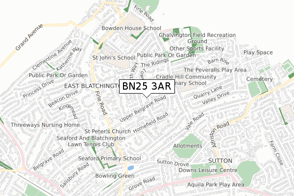 BN25 3AR map - small scale - OS Open Zoomstack (Ordnance Survey)