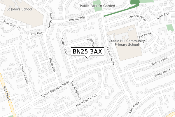 BN25 3AX map - large scale - OS Open Zoomstack (Ordnance Survey)