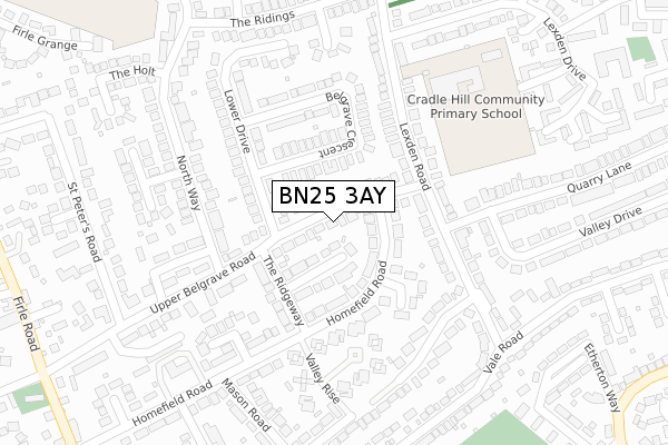 BN25 3AY map - large scale - OS Open Zoomstack (Ordnance Survey)