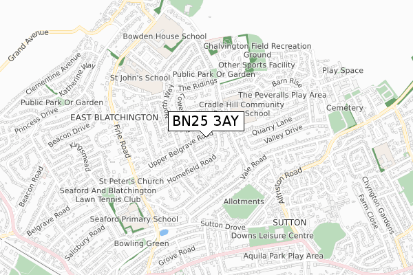 BN25 3AY map - small scale - OS Open Zoomstack (Ordnance Survey)