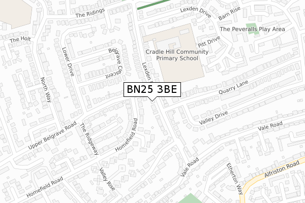 BN25 3BE map - large scale - OS Open Zoomstack (Ordnance Survey)