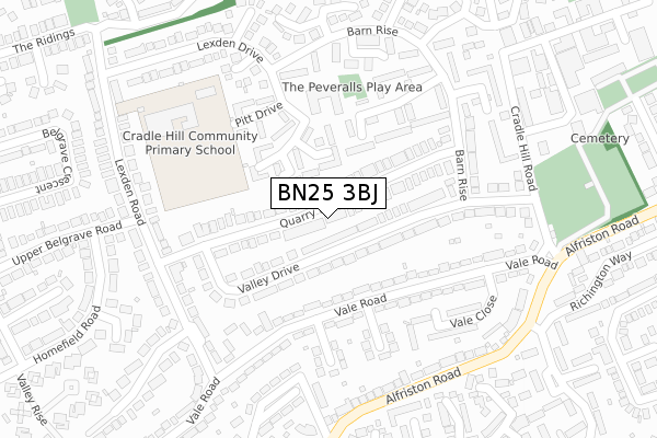 BN25 3BJ map - large scale - OS Open Zoomstack (Ordnance Survey)