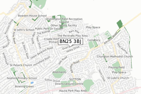 BN25 3BJ map - small scale - OS Open Zoomstack (Ordnance Survey)